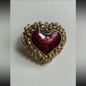 Avon 1997 Red Floral Heart Pin